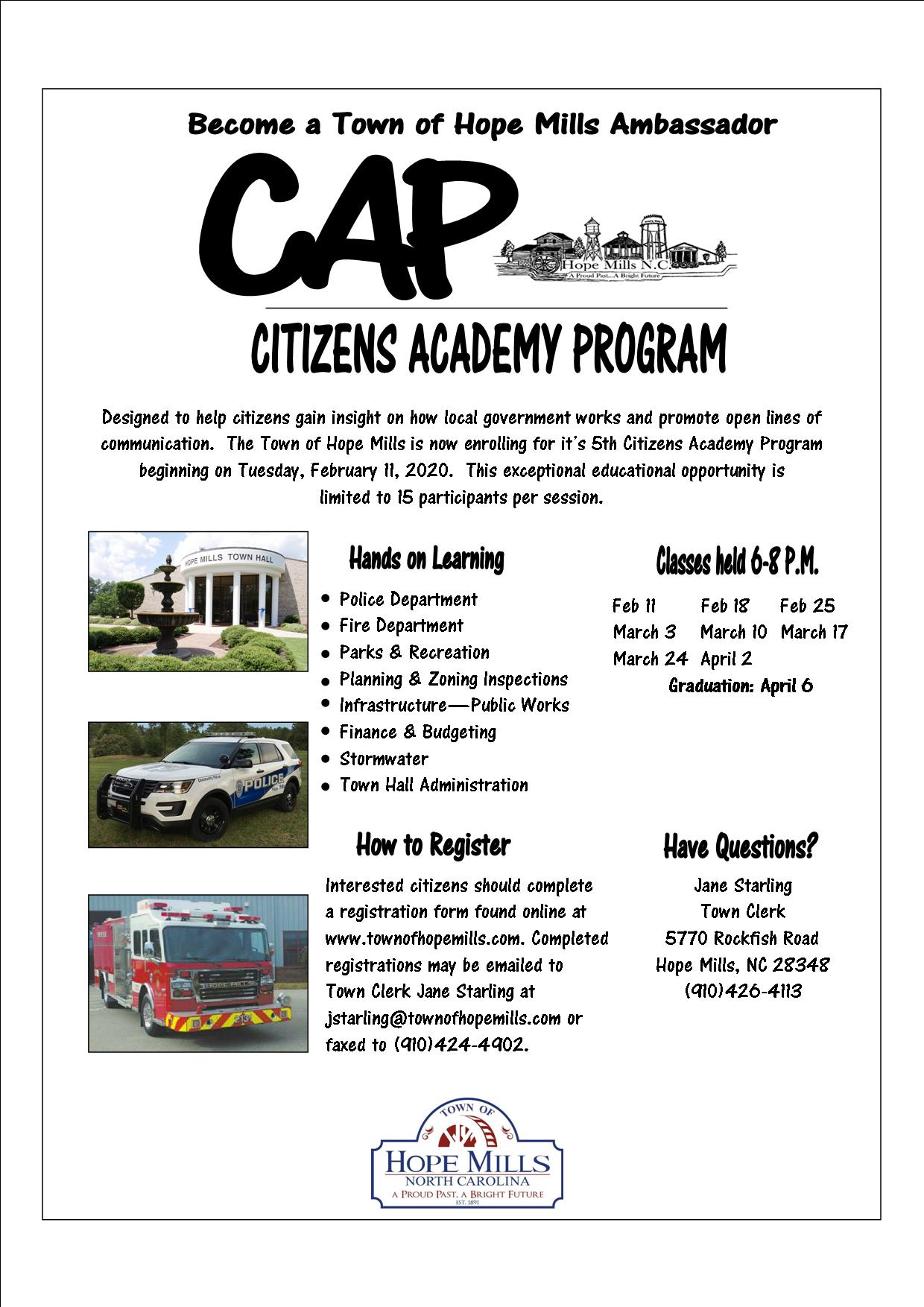 Citizens Academy flyer February 2020